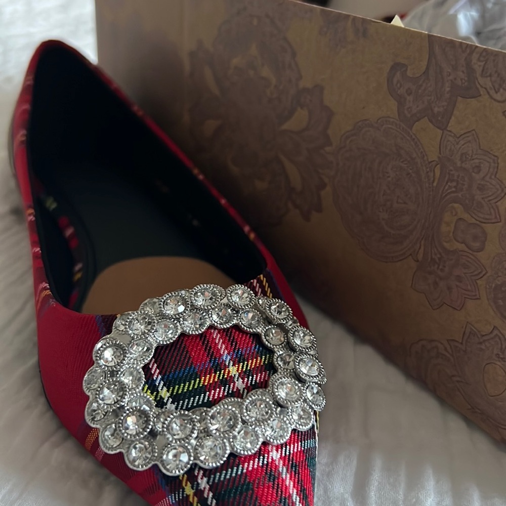 Plaid sparkle flats